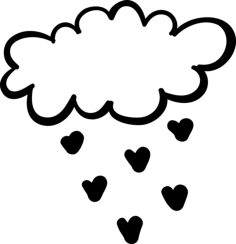Cloud Raining Heart Shapes Silhouette Svg Vector, Free Vectors File